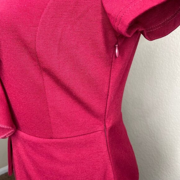 REPHYLLIS Women's Scarlet Red Ruffle Accent Faux 2 Piece Short Sleeve Midi Med - Picture 4 of 9